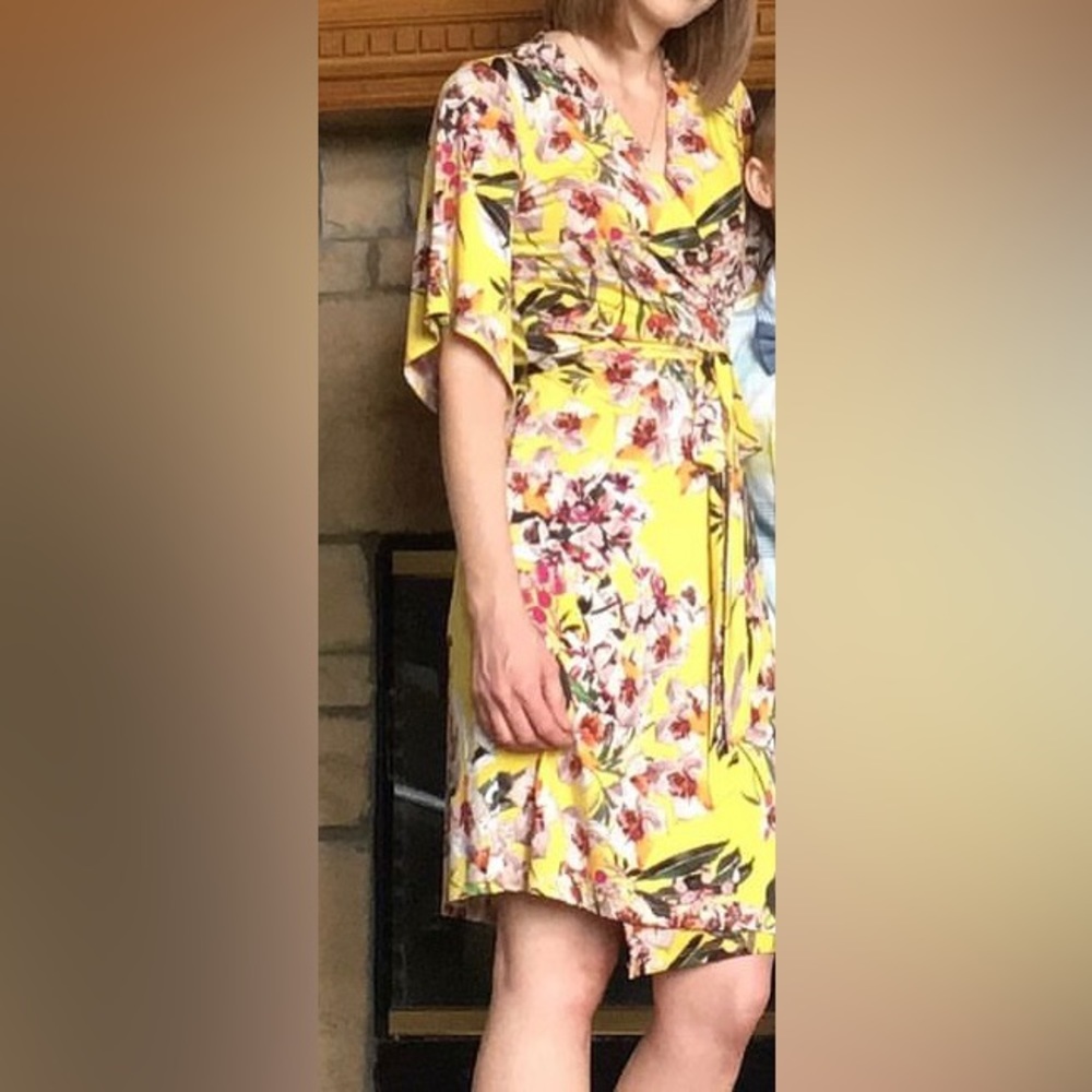 Twill - Yellow Floral Wrap Dress